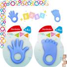 Kit 2 Mordedor Bebê Mãozinha e Pezinho Azul Cheirinho Tutti-Frutti