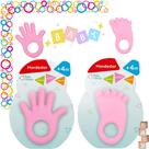 Kit 2 Mordedor Bebê Mãozinha e Pezinho Rosa Cheirinho Tutti-Frutti