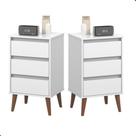 Kit 2 Movel Multitarefa Apoio Mesa Mesinha Para Cabeceira Casal Solteiro Retro Wood EJ Cores