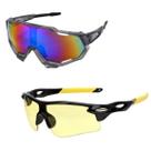 Kit 2 Óculos de Sol Esportivo Ciclismo Espelhado + Noturno