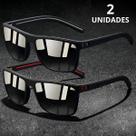 Kit 2 Óculos De Sol TEXTURIZADO Masculino Polarizado Moderno Com Proteção 400UV - Cinza e Vermelho