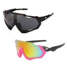 Kit 2 Óculos Sol Unissex Preto Espelhado UV400 Ciclismo Mtb