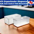 Kit 2 Organizador de Geladeira 6,8 Litros Cesto Com Tampa Multiuso Com Cesto E Tela De Drenagem