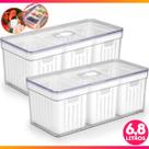 Kit 2 Organizador De Geladeira 6,8 Litros Com 3 Cesto Tampa Multiuso Alimentos Verduras E Vegetais