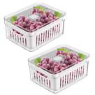 Kit 2 Organizador Geladeira Alimentos Frescos 2,2L Cesto Drenagem Kit 2 Organizador Geladeira Alimentos Frescos 2,2L Cesto Drenagem