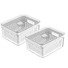 Kit 2 Organizador Geladeira C/ Cesto Tampa Legume Fruta 2,2l
