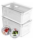 Kit 2 Organizador Geladeira Tampa Acrílico Drenagem 5 L Ou