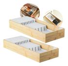 Kit 2 Organizador Porta Facas Para Gaveta 9 Divisórias Em Bambu