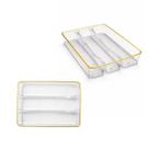 Kit 2 Organizador Porta Talher Gaveta Acrilico Divisória Faqueiro Bandeja Cozinha Multiuso Maquiagem