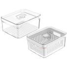 Kit 2 Organizadores 2,2 Litros Mantimento Com Tampa Geladeira Clear Fresh - Ou