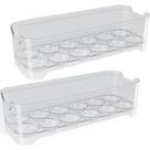 Kit 2 Organizadores de Geladeira Porta Ovos 12un 28x10x7,5cm cada Transparentes Plástico UZ Kit 2 Organizadores de Geladeira Porta Ovos 12un 28x10x7,5cm cada Transparentes Plástico UZ