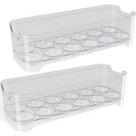 Kit 2 Organizadores de Geladeira Porta Ovos 12un 28x10x7,5cm cada Transparentes Plástico UZ Kit 2 Organizadores de Geladeira Porta Ovos 12un 28x10x7,5cm cada Transparentes Plástico UZ