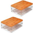 Kit 2 Organizadores Duplo com Tampa de Bambu Clear - Ou