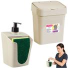 Kit 2 Organizadores Pia Cozinha Lixeira 2,8L Dispenser Fendi