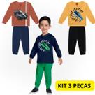 Kit 2 ou 3 Conjuntos Kyly Menino Algodão 100% algodão flanelados tamanho:1COR:KIT 3 CONJUNTOS
