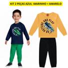 Kit 2 ou 3 Conjuntos Kyly Menino Algodão 100% algodão flanelados tamanho:6COR:KIT 2 AZUL-MARINHO+AMARELO