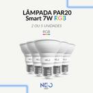 Kit 2 ou 5 Lampada Led Par20 Smart Inteligente Wifi 2.4 GHz 7w 2700K 6500K RGB E27 Branco Neo Avant