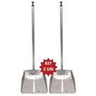 KIT 2 PA DE LIXO DE ALUMINIO MÉDIA COM CABO DE ALUMÍNIO 65cm COM ROSCA UNIVERSAL