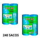 Kit 2 pack saco para lixo dover roll resist 15 litros reforçado, econômico 2 rolos com 60 unidades cada