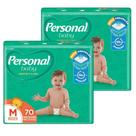 Kit 2 Pacotes de Fralda Descartável Personal Hiper - Tamanho M - 70 Unidades Total de 140 Unidades