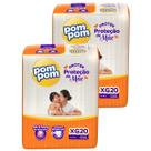 Kit 2 Pacotes de Fraldas Descartável Infantil Pom Pom Protek