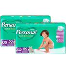 Kit 2 Pacotes de Fraldas Descartável Personal Hiper - Mega Absorção - Tam XXG - Total 100 Tiras