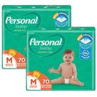 Kit 2 Pacotes Fralda Descartável Personal Baby - Pacote Hiper Tam M - Total 140 Tiras