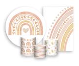 Kit 2 Painéis De Festa + Trio De Capas Cilindro - Arco-Íris Boho Tons Terrosos 003