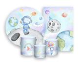 Kit 2 Painéis De Festa + Trio De Capas Cilindro - Astronauta Candy Na Lua 006 Kit 2 Painéis De Festa + Trio De Capas Cilindro - Astronauta Candy Na Lua 006