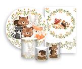 Kit 2 Painéis De Festa + Trio De Capas Cilindro - Bosque Encantado Aquarela 002