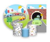 Kit 2 Painéis De Festa + Trio De Capas Cilindro - Carrinho Verde Cute 002
