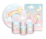 Kit 2 Painéis De Festa + Trio De Capas Cilindro - Chuva de Amor Cute 006