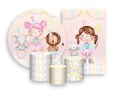 Kit 2 Painéis De Festa + Trio De Capas Cilindro - Circo Palhaça Rosa 027