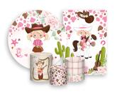 Kit 2 Painéis De Festa + Trio De Capas Cilindro - Country Boiadeira Loira 006
