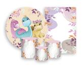 Kit 2 Painéis De Festa + Trio De Capas Cilindro - Dinossauro com Flores 007