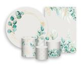 Kit 2 Painéis De Festa + Trio De Capas Cilindro - Efeito Geométrico Folhagens 021