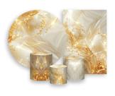 Kit 2 Painéis De Festa + Trio De Capas Cilindro - Efeito Mármore Bege Claro Off White Kit 2 Painéis De Festa + Trio De Capas Cilindro - Efeito Mármore Bege Claro Off White