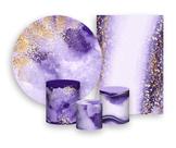 Kit 2 Painéis De Festa + Trio De Capas Cilindro - Efeito Marmorizado Lilás 009