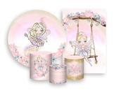 Kit 2 Painéis De Festa + Trio De Capas Cilindro - Fadas Loira Aquarela 001 Kit 2 Painéis De Festa + Trio De Capas Cilindro - Fadas Loira Aquarela 001
