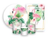 Kit 2 Painéis De Festa + Trio De Capas Cilindro - Flamingo Rosa Aquarela 003