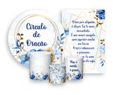 Kit 2 Painéis De Festa + Trio De Capas Cilindro - Floral Azul Circulo de Oração 003 Kit 2 Painéis De Festa + Trio De Capas Cilindro - Floral Azul Circulo de Oração 003