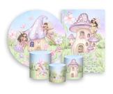 Kit 2 Painéis De Festa + Trio De Capas Cilindro - Jardim das Fadas Aquarela 006