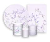 Kit 2 Painéis De Festa + Trio De Capas Cilindro - Jardim Floral Lilás Suave 015