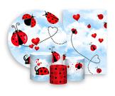 Kit 2 Painéis De Festa + Trio De Capas Cilindro - Joaninha Cute 001