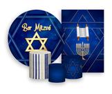 Kit 2 Painéis De Festa + Trio De Capas Cilindro - Judaico Azul Marinho com Dourado 017