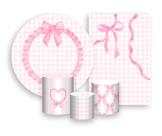 Kit 2 Painéis De Festa + Trio De Capas Cilindro - Laços Aquarela Xadrez 019
