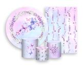 Kit 2 Painéis De Festa + Trio De Capas Cilindro - Lavandas e Borboletas 025 Kit 2 Painéis De Festa + Trio De Capas Cilindro - Lavandas e Borboletas 025