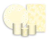 Kit 2 Painéis De Festa + Trio De Capas Cilindro - Margarida e Poás Amarelo Suave 026