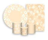 Kit 2 Painéis De Festa + Trio De Capas Cilindro - Margarida e Poás Bege Suave 028