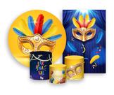 Kit 2 Painéis De Festa + Trio De Capas Cilindro - Máscaras De Carnaval Festivas 006